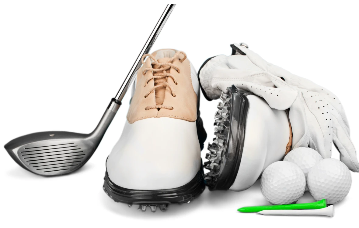 Golf equipment with shoes and balls